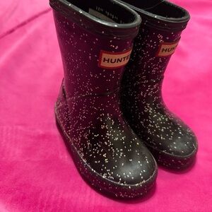 Hunter Black Kids Glitter Rain Boot Soles